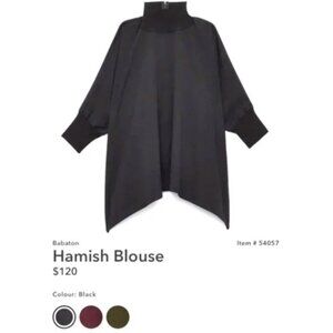 Aritzia Babaton Hamish Turtleneck Oversized Blouse Black Size XS